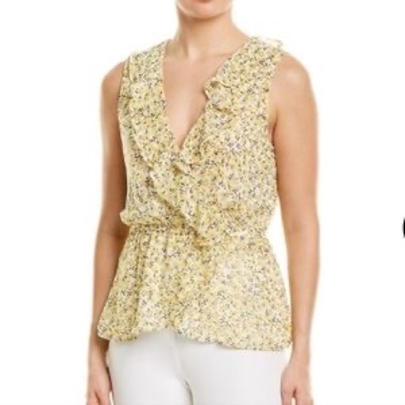 Max Studio Tops - Max Studio Yellow Floral Sleeveless blouse, Small, NWT